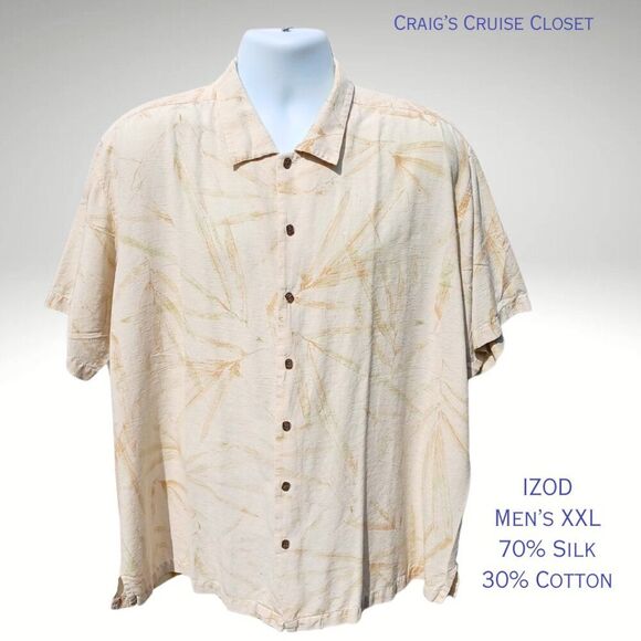 Casual Silk & Cotton Izod Button-Down Men's XXL Shirt - Picture 1 of 6